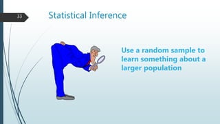 Statistical Inference
Use a random sample to
learn something about a
larger population
33
 