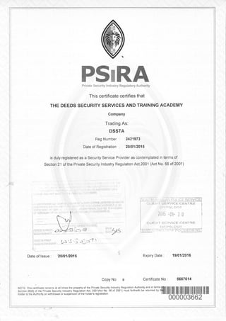 Certified PSIRA Certificate