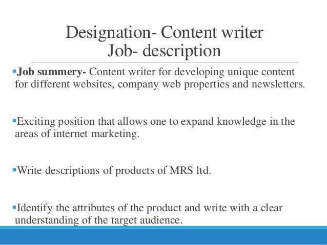 compensation structure of content writer content writer job description
