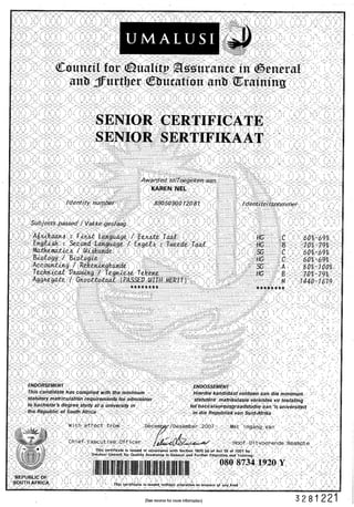 Matric certificate | PDF