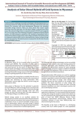 Analysis of Solar Diesel Hybrid off Grid System in Myanmar | PDF