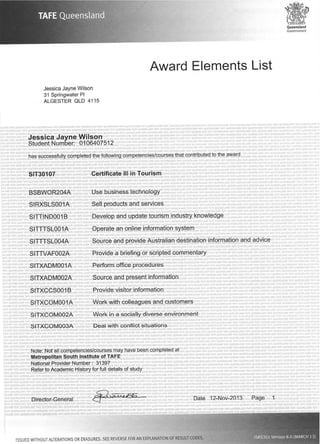 Certificate III - Tourism