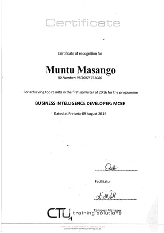 Muntu Masango Certificate