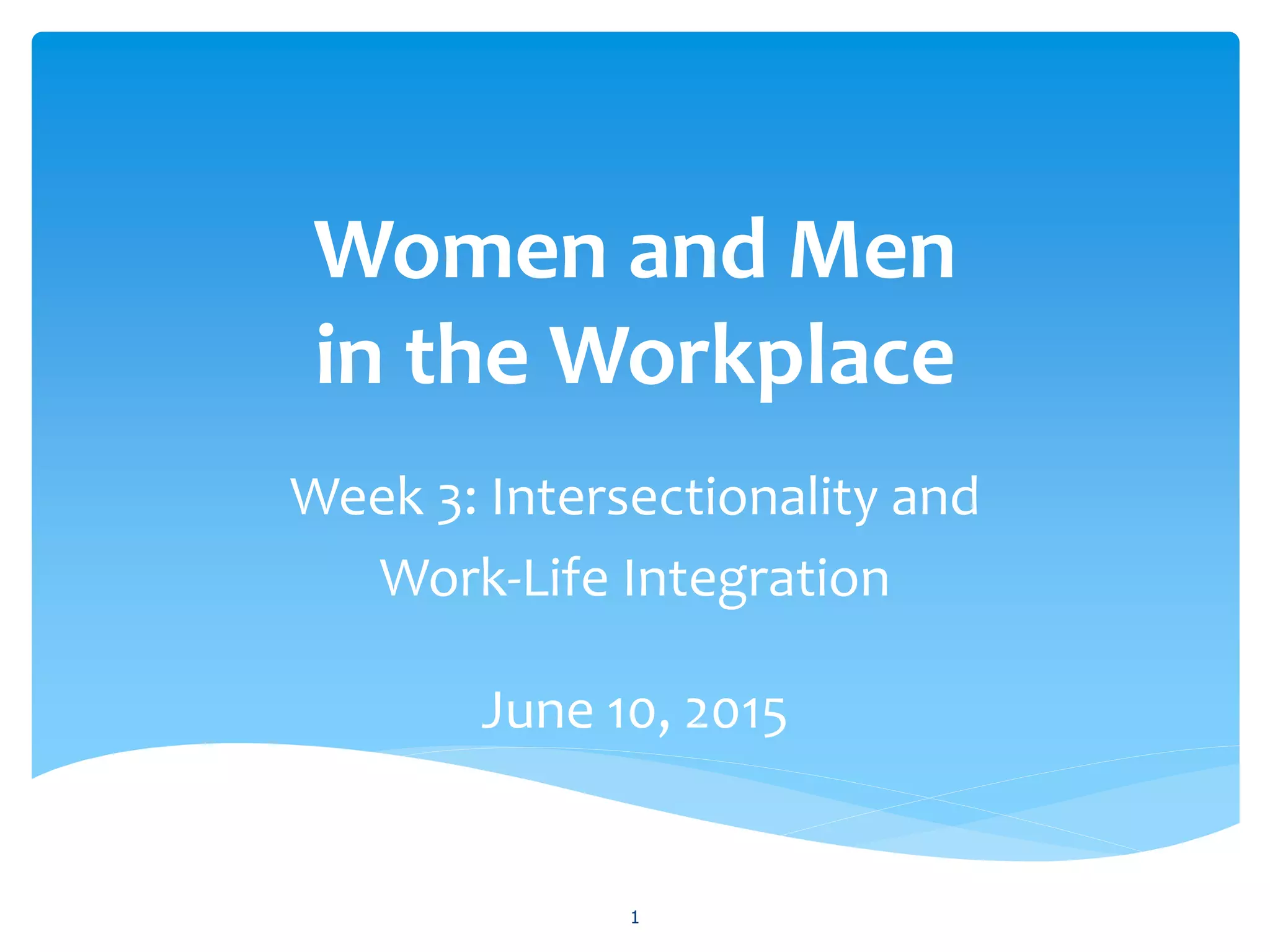 NYU Guest Lecture on Intersectionality and Work-Life Integration | PPT