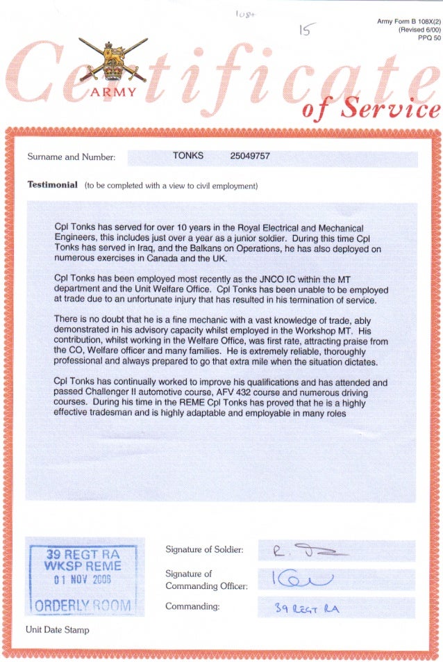 british army certificate of service testamonialpdf 1 638