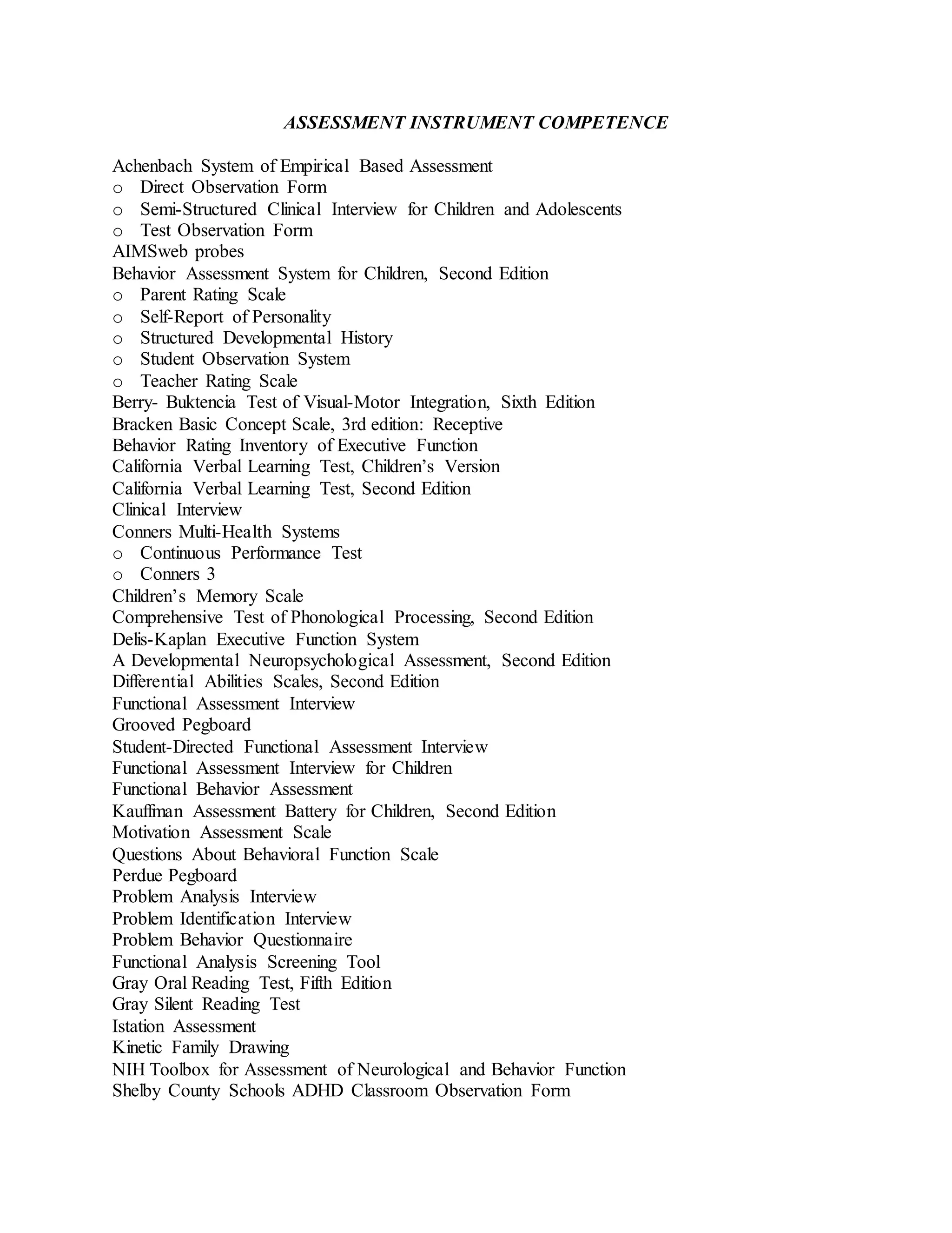 Assessment instrument competence pdf