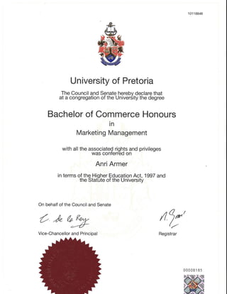 Bachelor of Commerce Honours