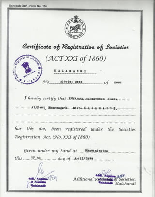 Society Regn Certificate