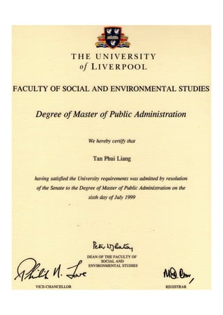 Masters of Public Administration - University of Liverpool
