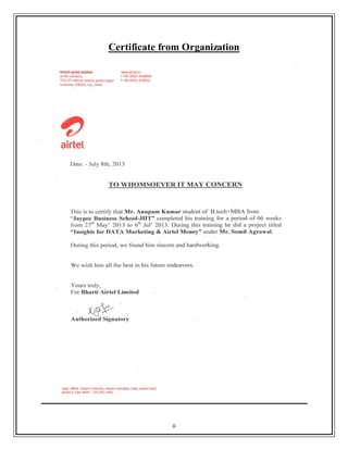 ii
Certificate from Organization
 