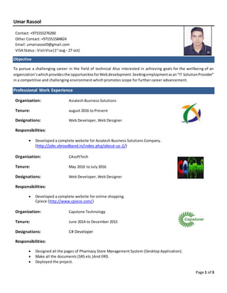 Umar Rasool Ctd CV | DOCX