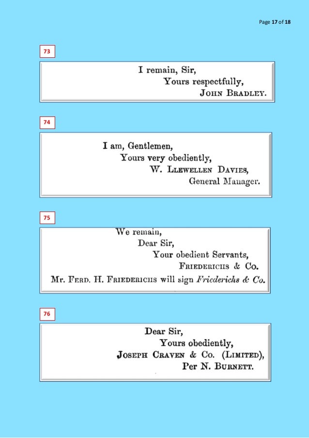 The Amazing 1800s 80 ways to sign off your business letter The Amazing 1800s 80 ways to sign off your business letter