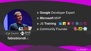 fabiobiondi.io
Google Developer Expert
Microsoft MVP
JS Training
Community Founder
 
