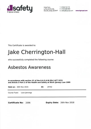 Asbestos Certificate