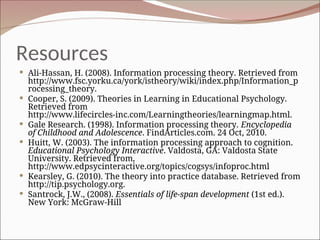 Comprehensive Overview of Cognitive and Information-Processing Theories ...