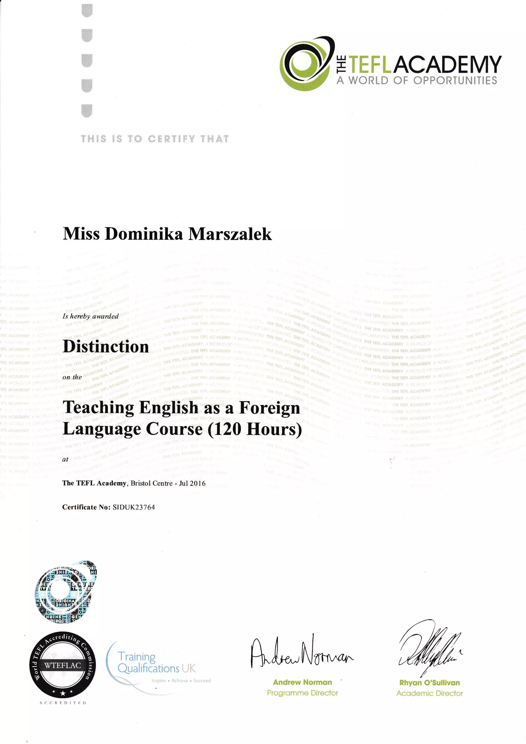 TEFL certificate | PDF