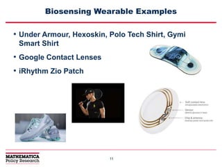 1111
Biosensing Wearable Examples
• Under Armour, Hexoskin, Polo Tech Shirt, Gymi
Smart Shirt
• Google Contact Lenses
• iRhythm Zio Patch
 