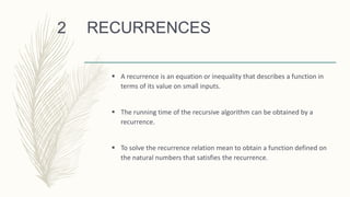 RECURRENCE EQUATIONS & ANALYZING THEM | PPT