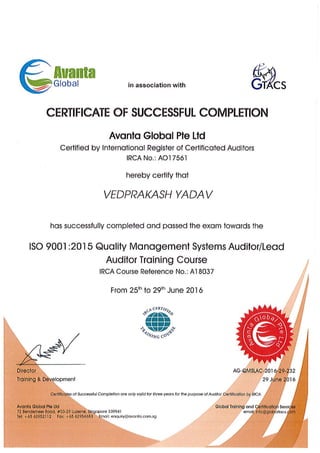 ISO 9001 QMS LA Certificates