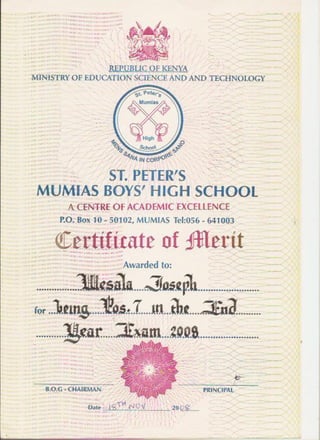 certificate of merit 