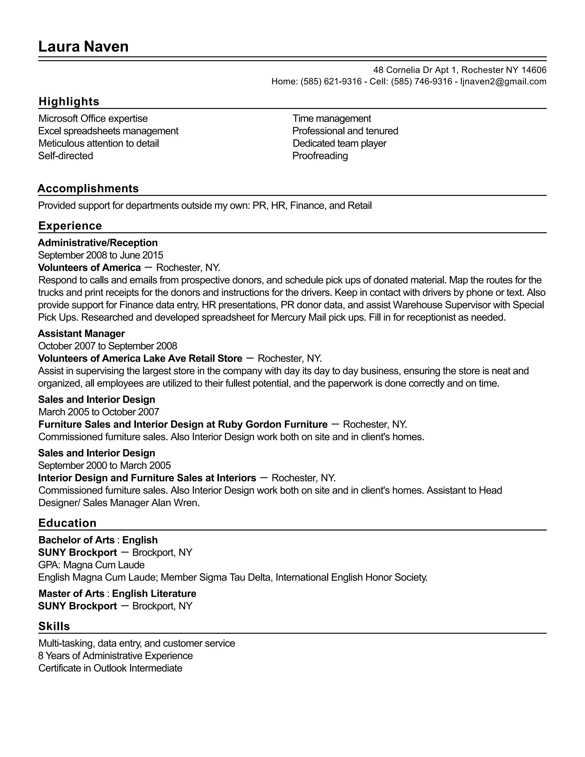 Admin resume 2015 | PDF