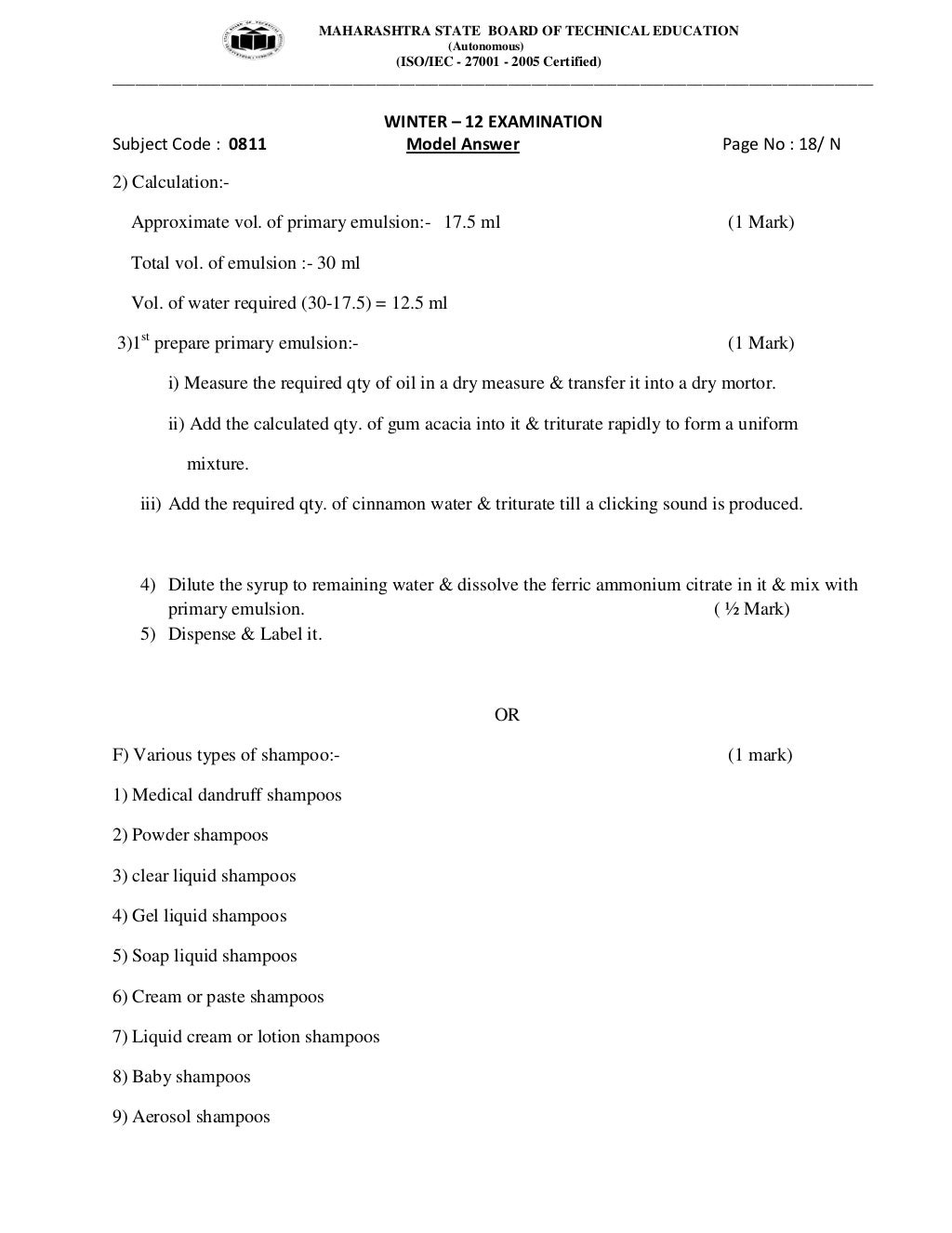 diploma pharmacy 2nd year msbte model answer key