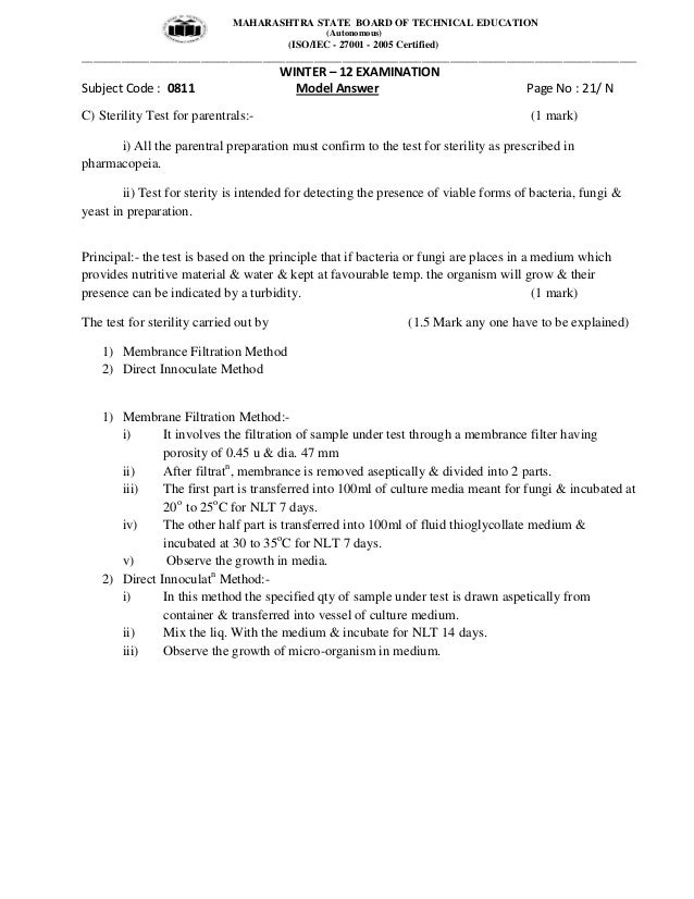 diploma pharmacy 2nd year msbte model answer key