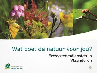Wat doet de natuur voor jou?
            Ecosysteemdiensten in
                      Vlaanderen
 