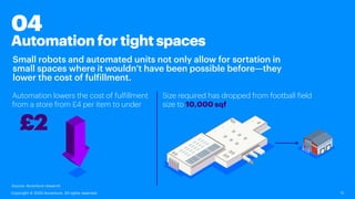 Small robots and automated units not only allow for sortation in
small spaces where it wouldn’t have been possible before—...