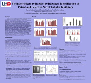 Bis(indolyl) ketohydrazide-hydrazones: Identification of
Potent and Selective Novel Tubulin Inhibitors
Reyna Valdez1, Muku...