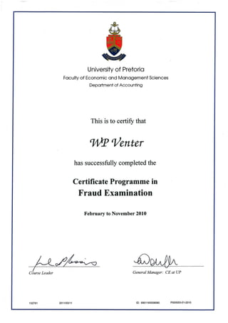 CERTIFICATE PROGRAMME IN FRAUD EXAMINATION - NQF 6