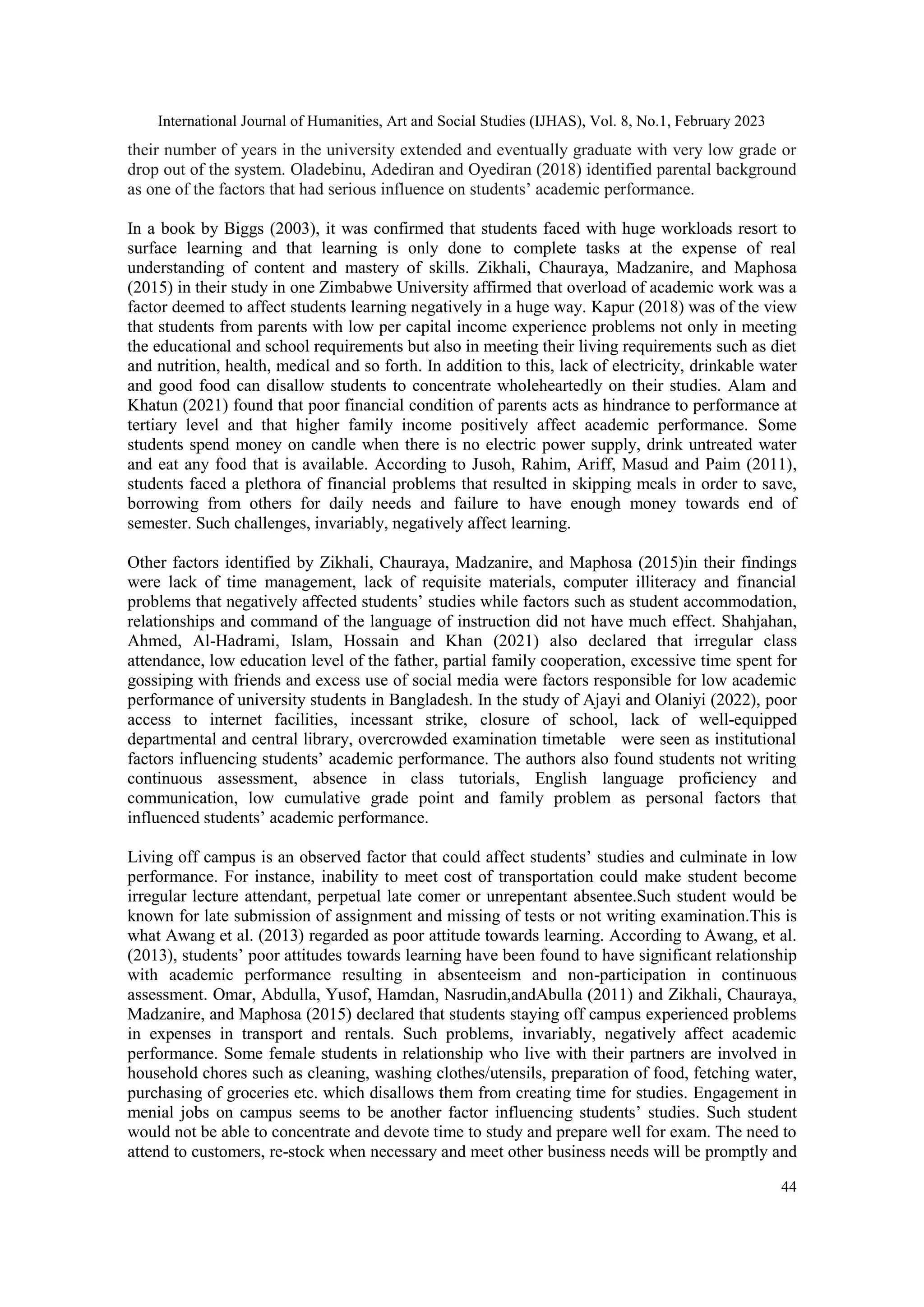 PERSONAL FACTORS INFLUENCING UNIVERSITY STUDENTS’ STUDIES | PDF