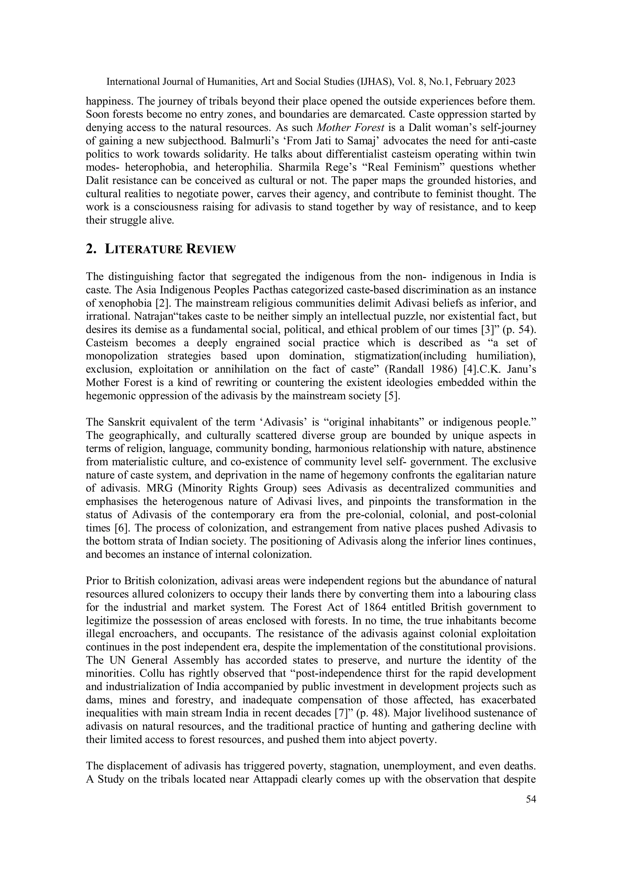 REPRESENTING CASTE AND GENDER UNDERPINNINGS OF THE ADIVASIS: JOURNEY ...