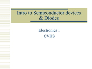 Intro to Semiconductor devices
& Diodes
Electronics 1
CVHS
 