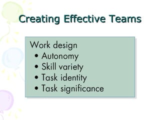 Creating Effective Teams
 