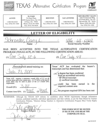 Texas ACP Letter of Eligibility