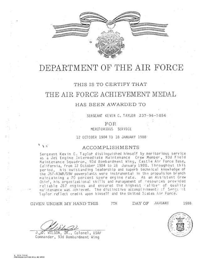 air force achievement medal