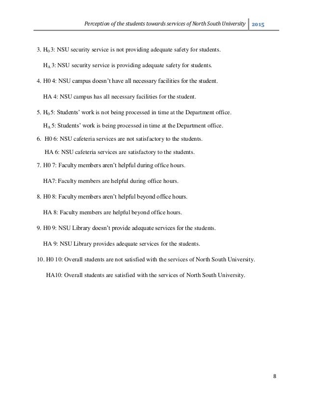 Research Paper On Perception Of The Students Towards Services Of Nort