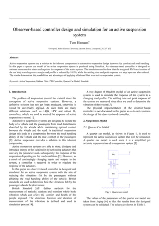 Observer-based controller design and simulation for an active ...