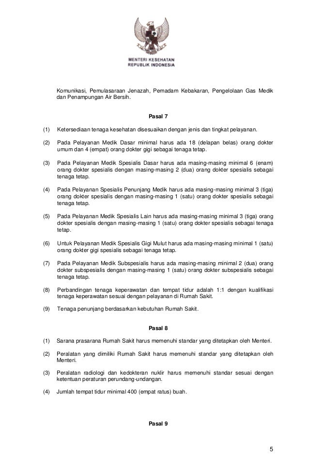 Permenkes No 340 Ttg Klasifikasi Rumah Sakit 1