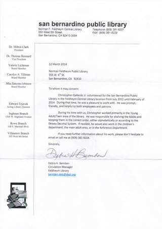 Letter of Recommendation by Debra H. Bemben