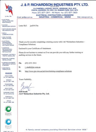 2013 CCummins HA Certs covering letter JP Richardson
