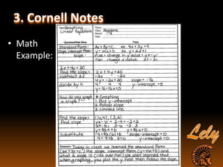 3. Cornell Notes
• Math
Example:
 