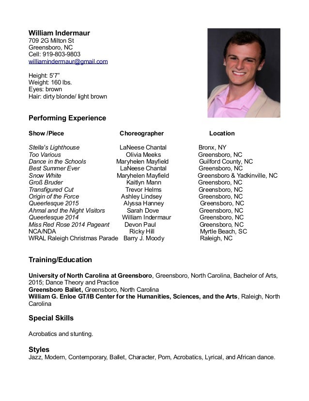 dance resume