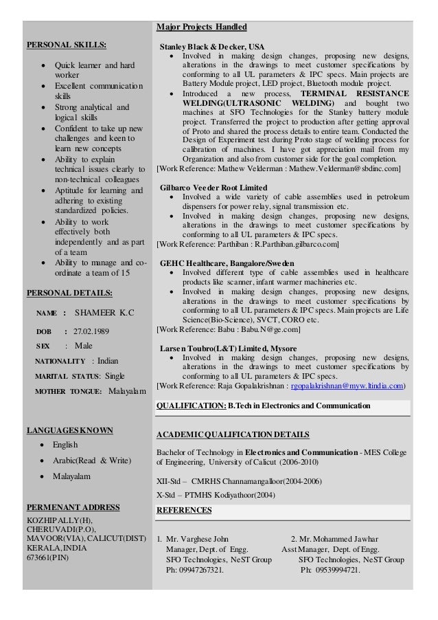 resume manufacturing engineer