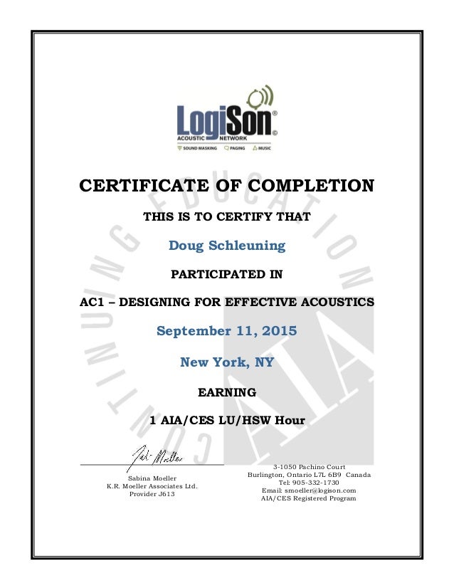 LogiSon Acoustic Certificate