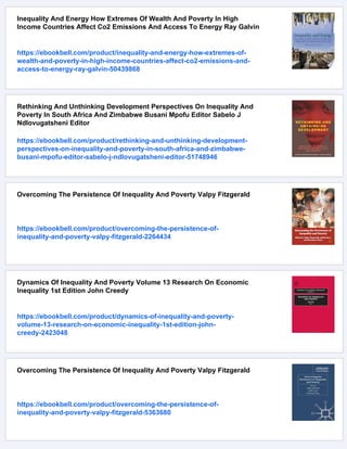 Inequality And Poverty Reexamined Stephen P Jenkins John Micklewright | PDF