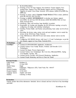 Karthikeyan Krishnan_5.0_Years_NMS_EMS_Application Developer | PDF