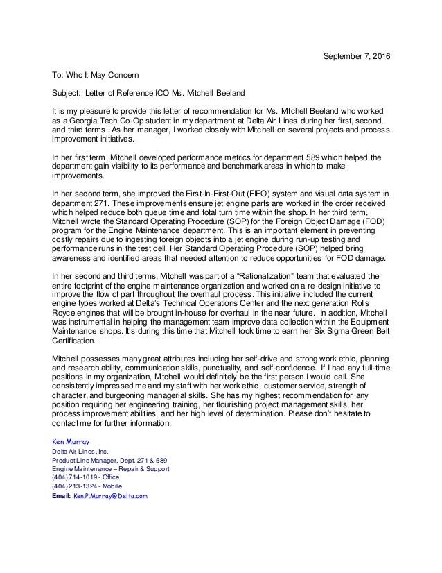 ken murray letter of recommendation mitchell beeland first line of recommendation letter