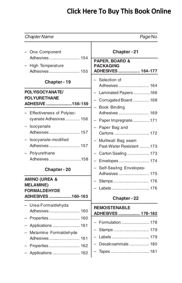 Adhesive Technology & Formulations (Technology Book)